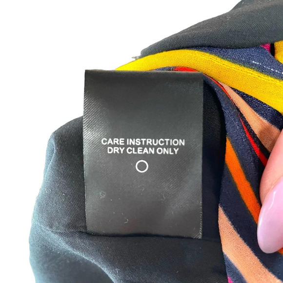 Tularosa Maud Wrap Dress Cherry Red Multi Rainbow Stripe Size Medium - Picture 9 of 9